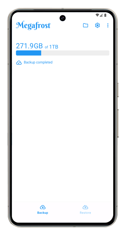 Screenshot of an Android phone displaying Megafrost app